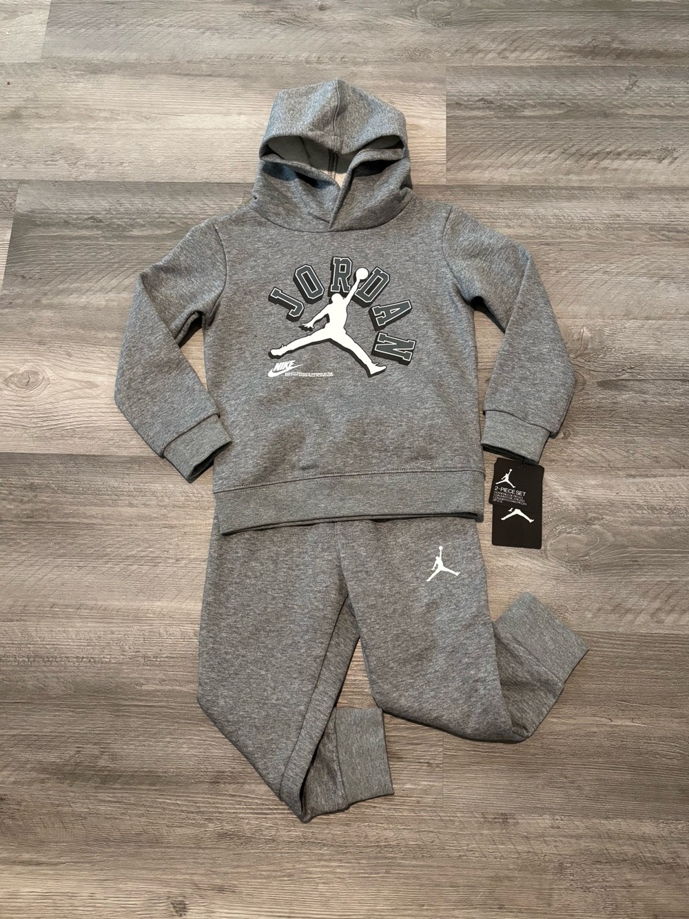 New Jordan boys grey logo hoodie & gray logo sweatpants set 3T